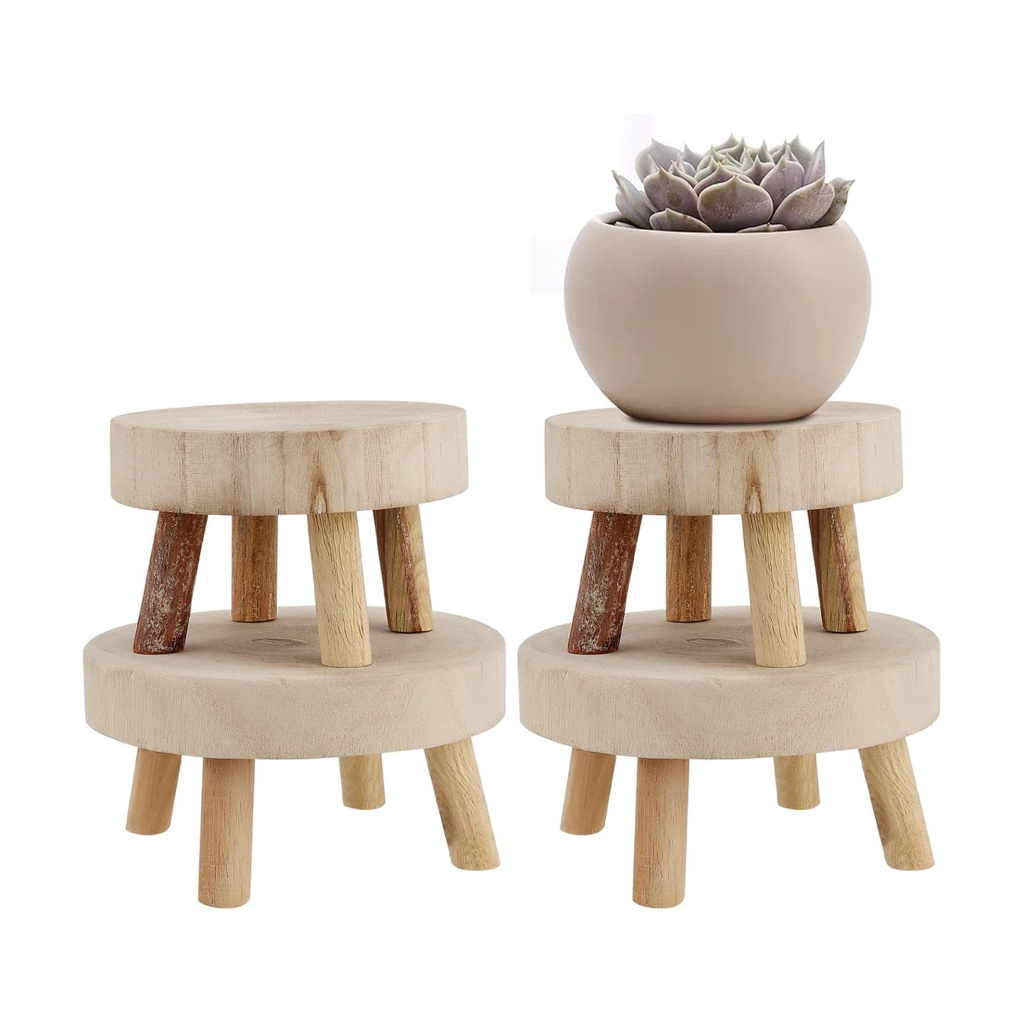 Wood Plant Riser Stands / Set of 4