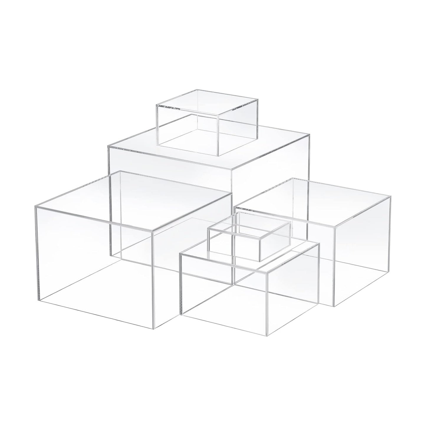 Acrylic Risers for Display Acrylic Cube Boxes Risers / 3 To 8 Inch / Square / Clear / Set of 6