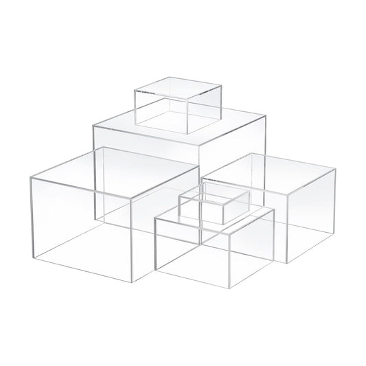 Acrylic Risers for Display Acrylic Cube Boxes Risers / 3 To 8 Inch / Square / Clear / Set of 6
