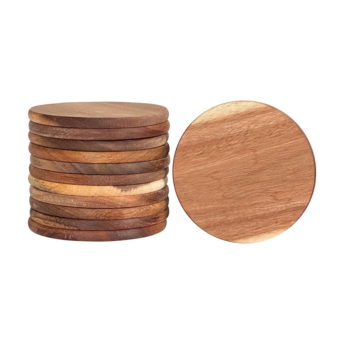 Round Wooden Cup Coasters / 3.74 Inch / Set of 12