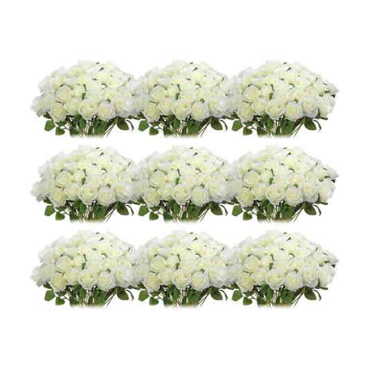 Jexine 100 Pcs Artificial Roses Flowers Bulk, White