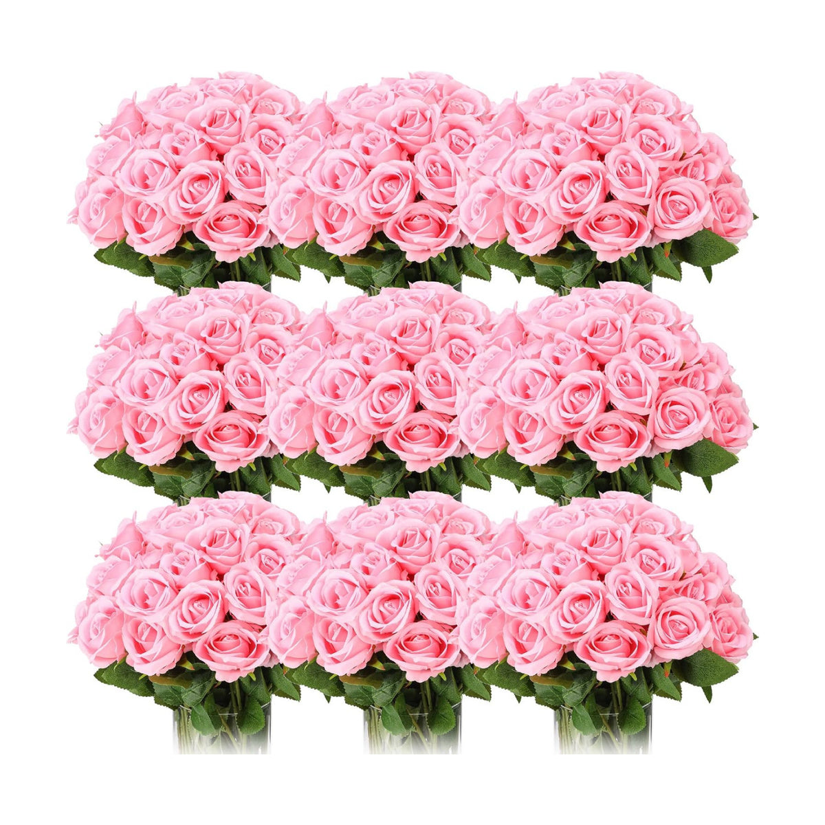 Jexine 100 Pcs Artificial Roses Flowers Bulk, Pink