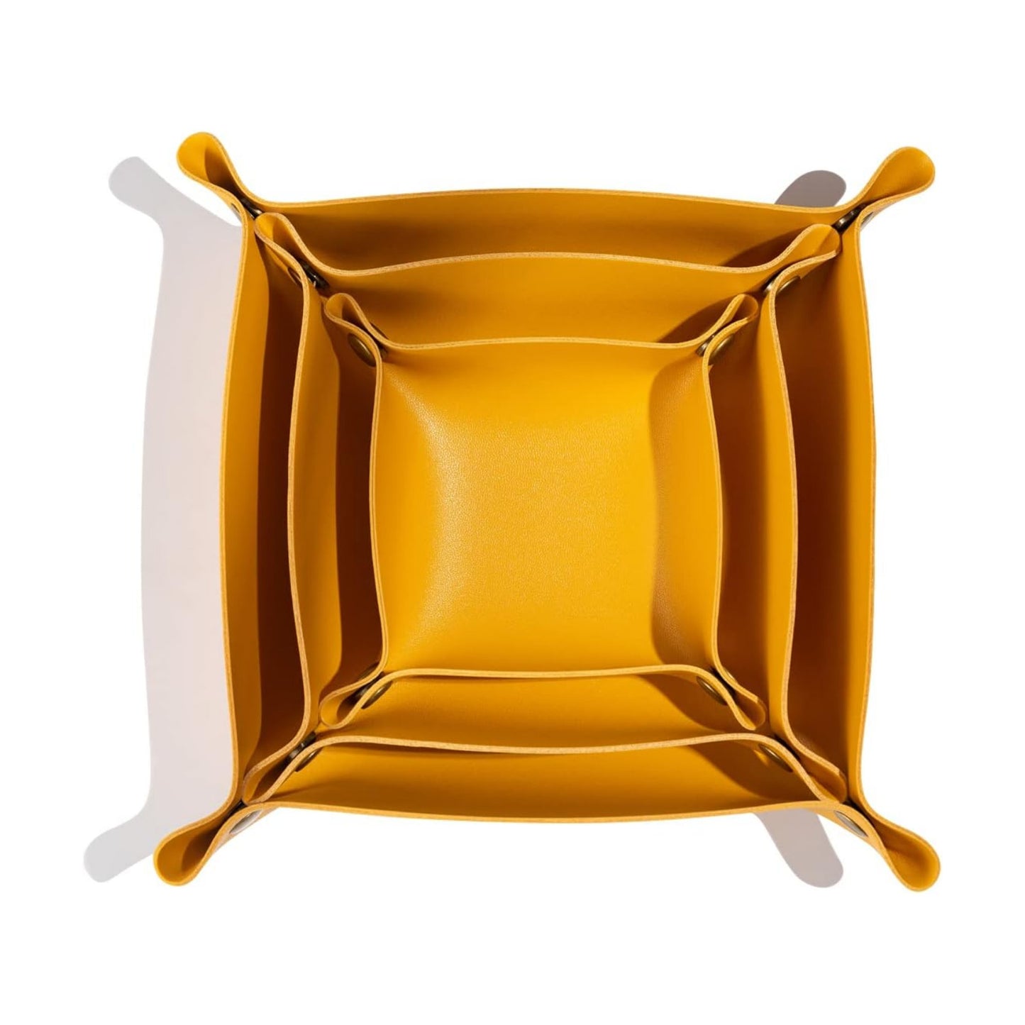 3 packs PU Leather Tray in 3 Sizes Jewelry Tray Glossy Leather Desk Organizer Leather / Yellow