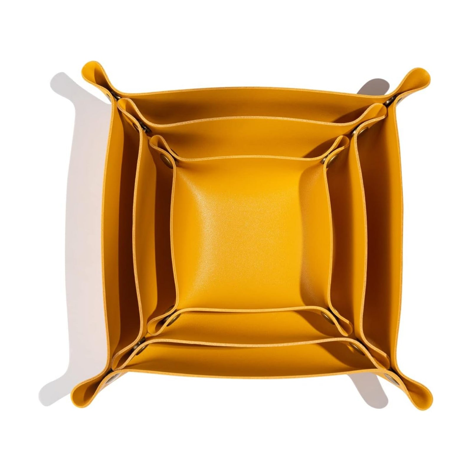 3 packs PU Leather Tray in 3 Sizes Jewelry Tray Glossy Leather Desk Organizer Leather / Yellow