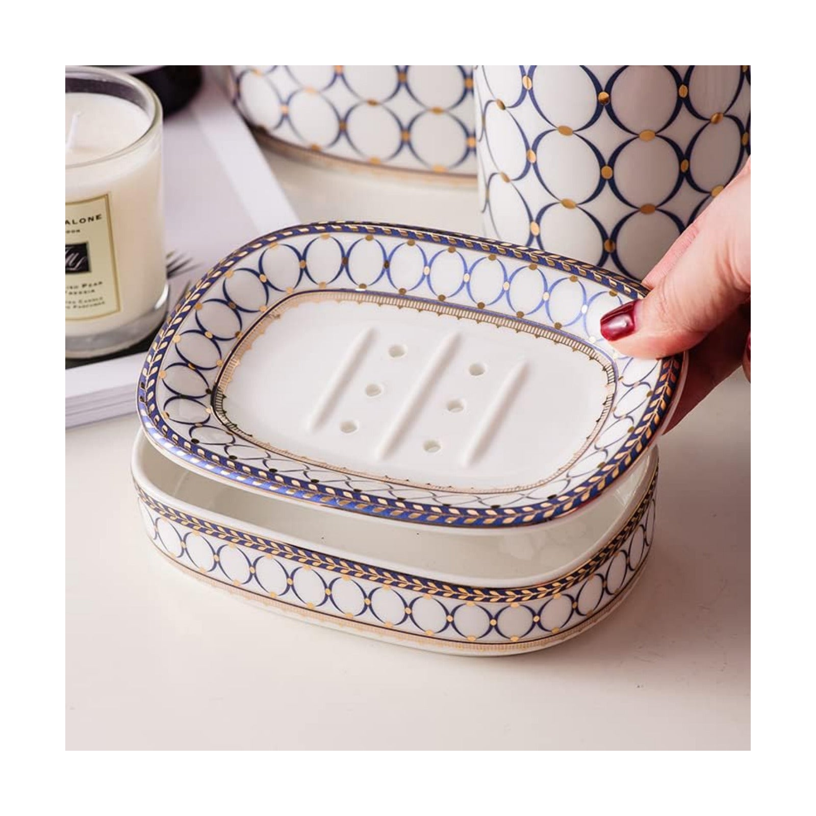 Double-Layer Bar Soap Tray / Style B / White