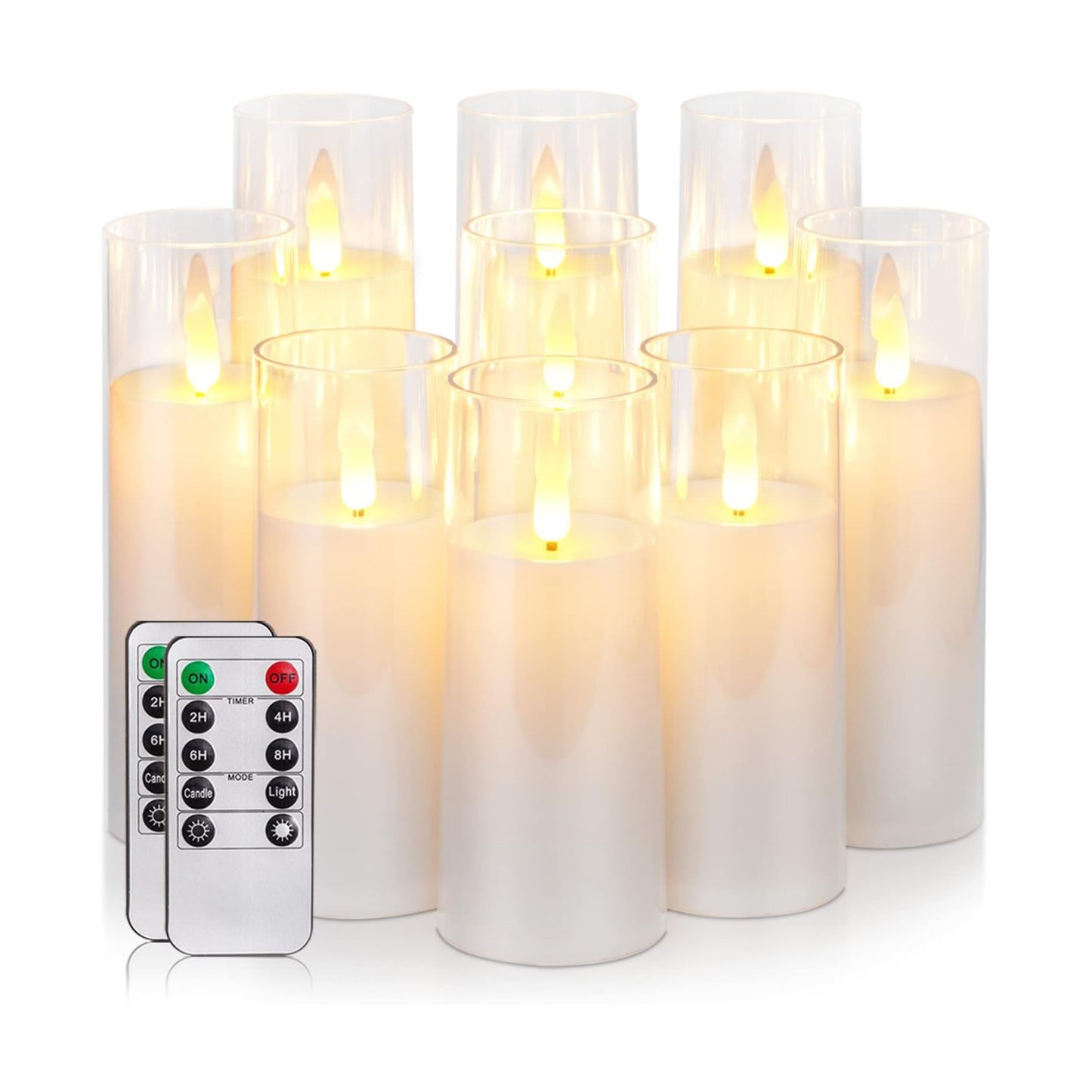 Homemory Pure White Acrylic Flameless Candles, LED Candles, Battery Operated Candles with Remote Control and Timer