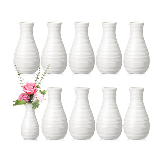 Composite Plastic Flower Vases Bulk Small Tall Conic Floral Vases / Simple / White / Set of 10