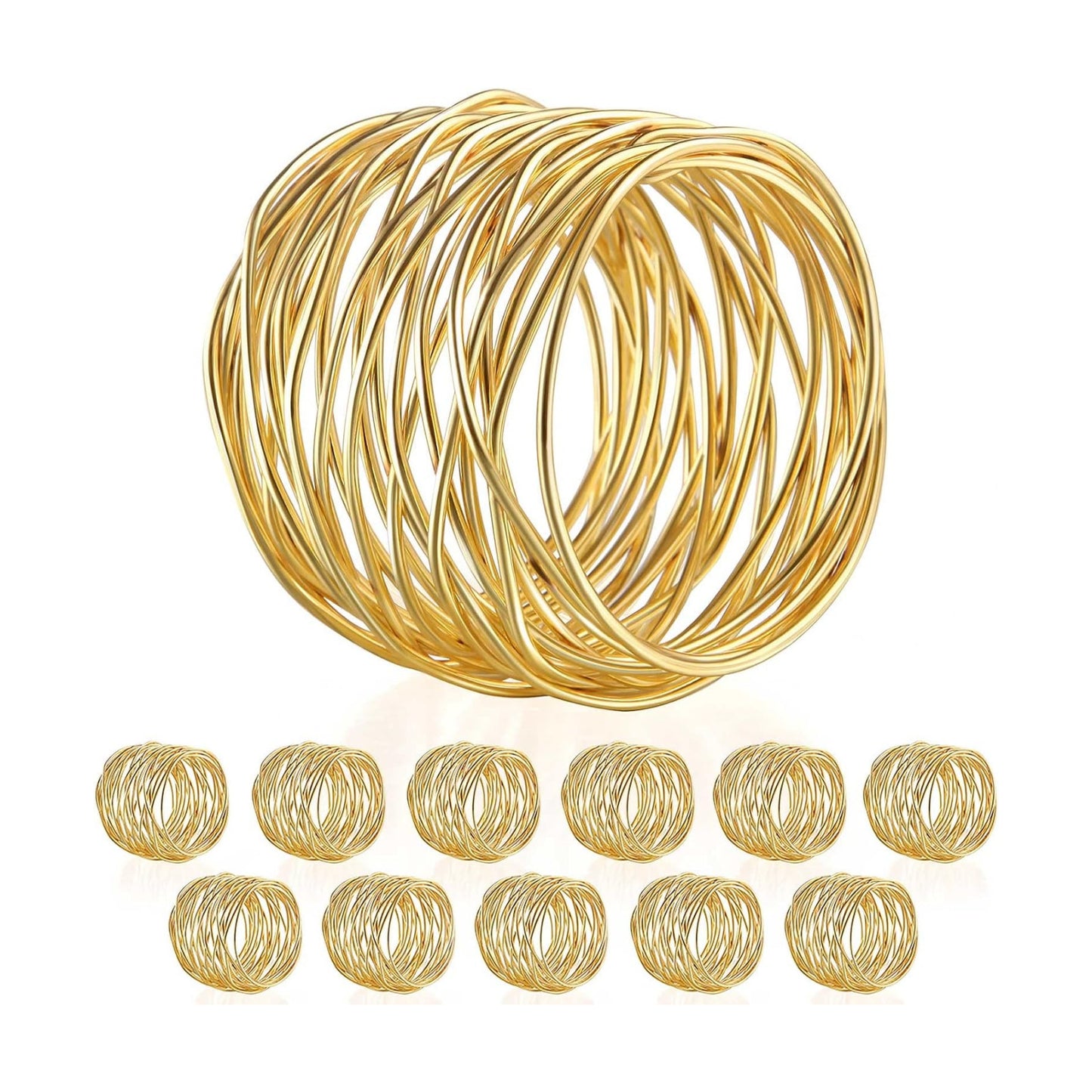 Twisted Wire Mesh Napkin Rings Holders Décor Dinner Party Wedding Christmas / Gold / Set of 12
