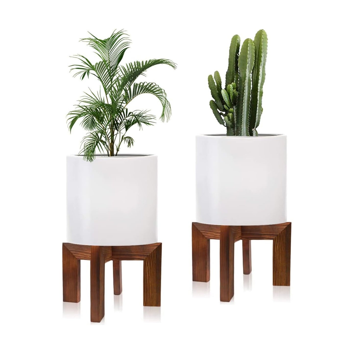 hismocal 2 Pack Wood Plant Stand Indoor Holders for Plants, Sturdy Flower Pot Stands Plants Shelf, Wooden Stool for