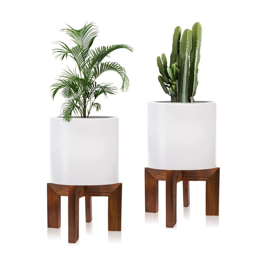 hismocal 2 Pack Wood Plant Stand Indoor Holders for Plants, Sturdy Flower Pot Stands Plants Shelf, Wooden Stool for