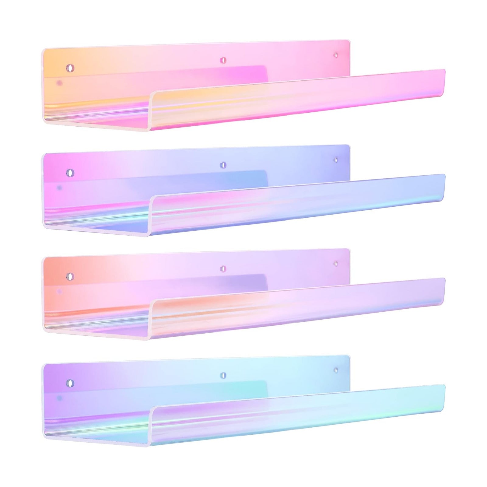 upsimples 4 Pcs 15" Iridescent Acrylic Shelves for Wall Decor and Display
