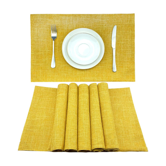 Weabetfu Cloth Placemats Set of 6 Heat Resistant Dining Table Placemats | Cotton Linen Machine Washable Kitchen Table