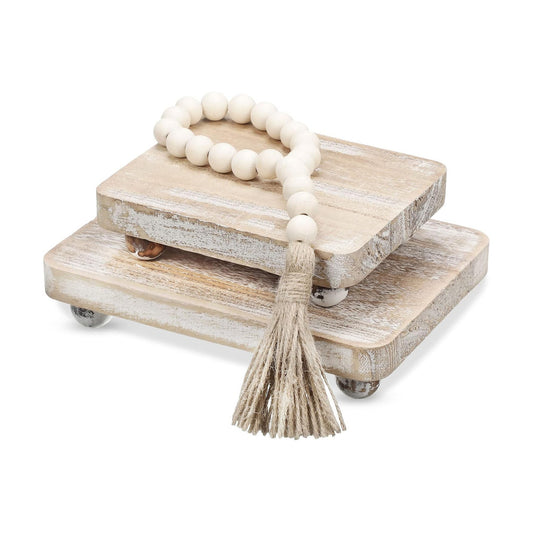 Wood Bead Garland Farmhouse Vintage Rustic Decor / Set of 3