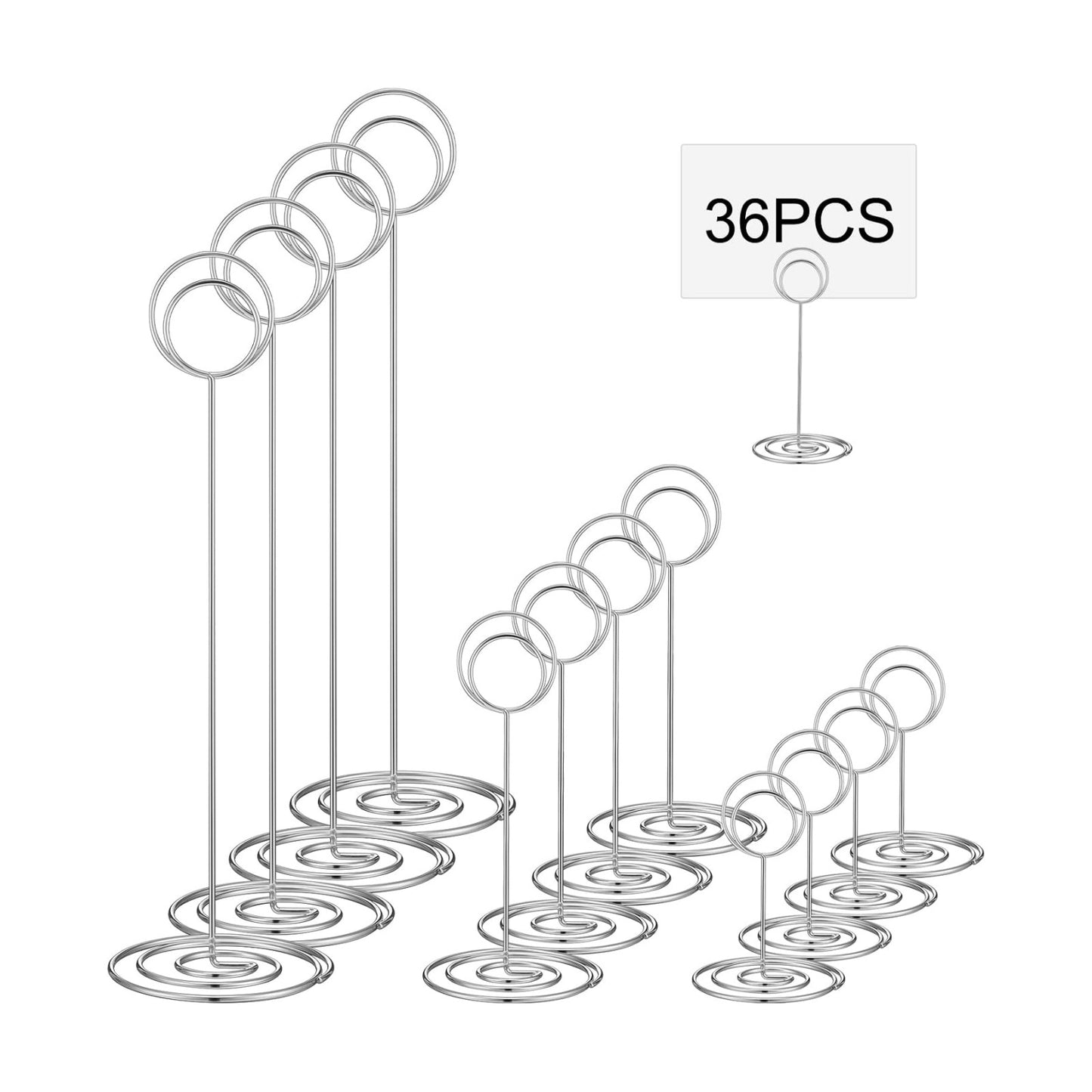 Teling 36 Pieces Table Number Holders 3 Size Place Card Holder Name Numbers Menu Memo Note Card Picture Photo Clip
