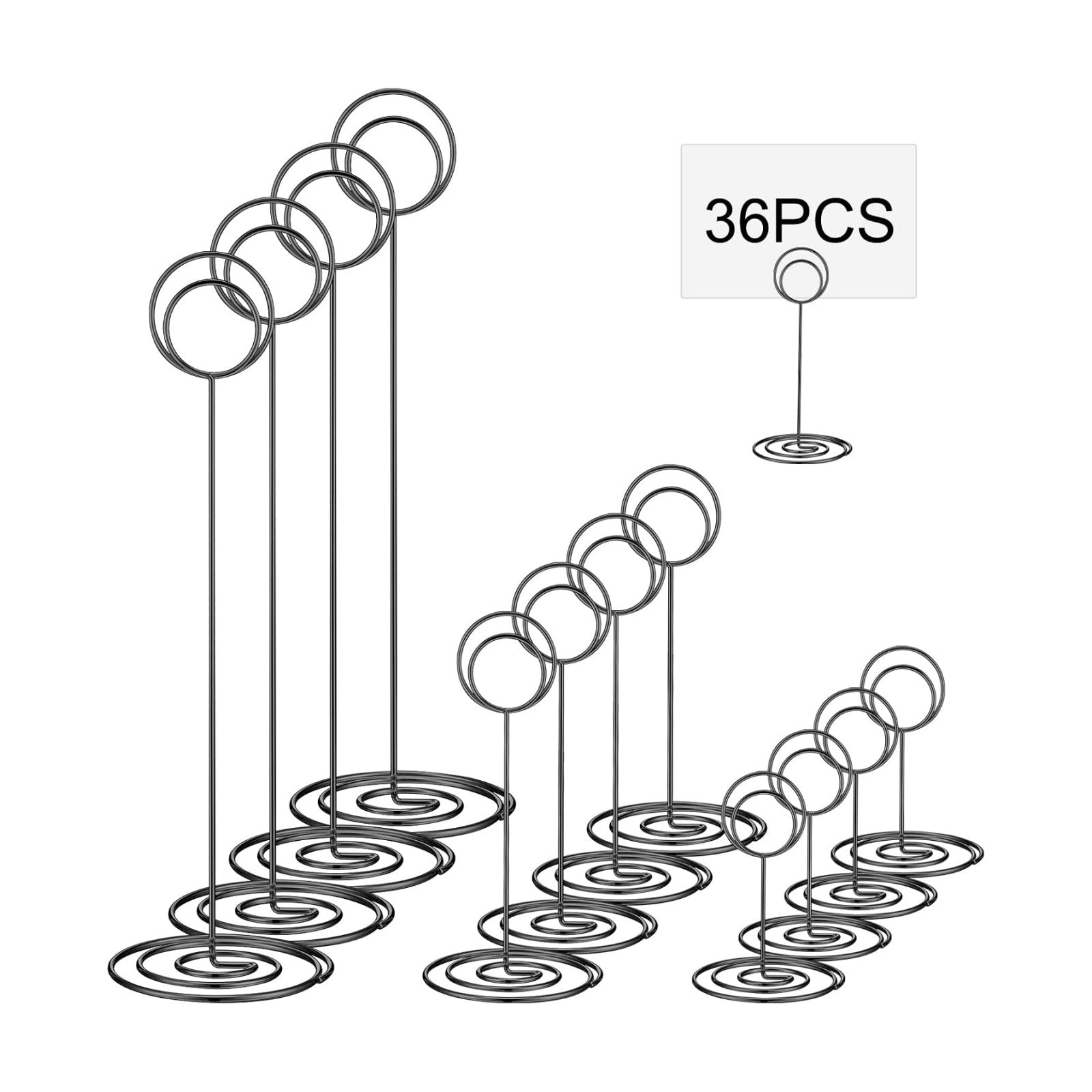 Teling 36 Pieces Table Number Holders 3 Size Place Card Holder Name Numbers Menu Memo Note Card Picture Photo Clip