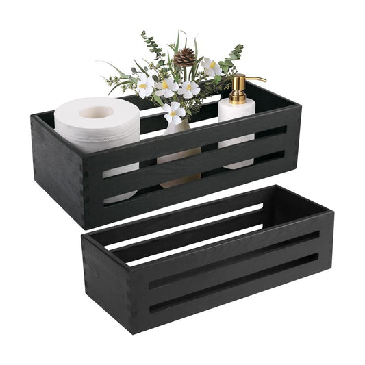 Wooden Toilet Paper Holder / Black / Set of 2
