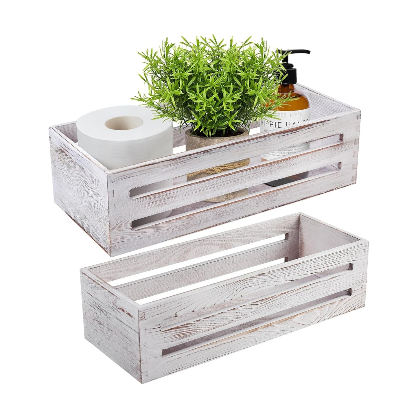 Wooden Toilet Paper Holder / White / Set of 2