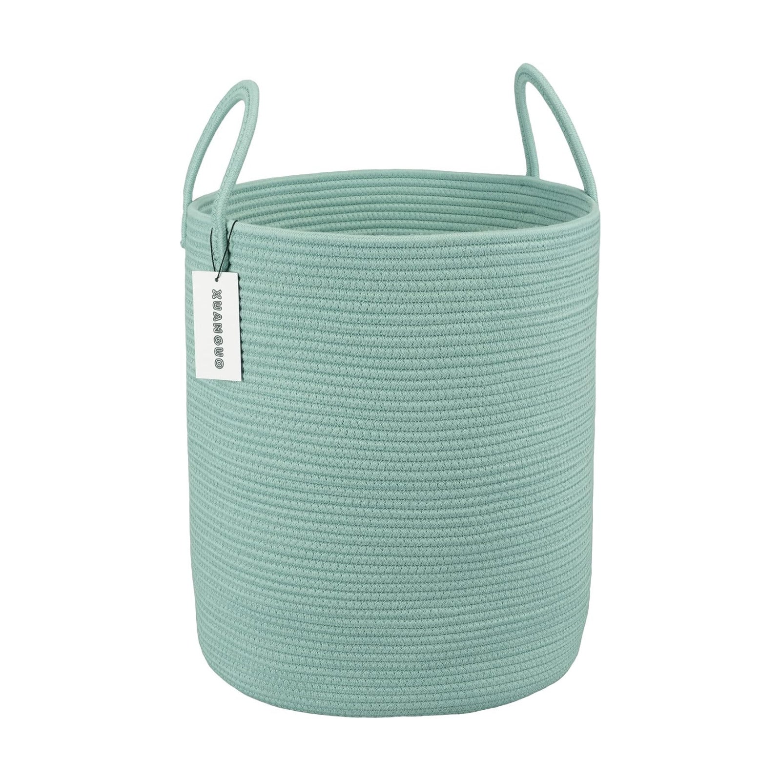 Cotton Rope Laundry Basket Hamper for Clothes Woven Storage Basket / Regular / Light Green