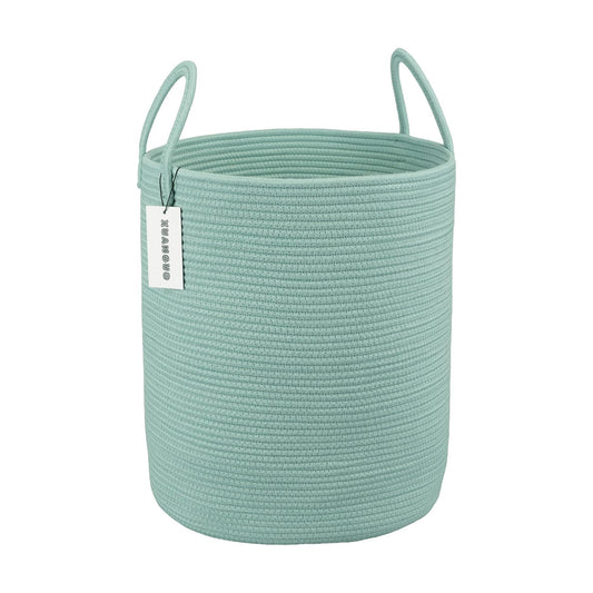 Cotton Rope Laundry Basket Hamper for Clothes Woven Storage Basket / Regular / Light Green