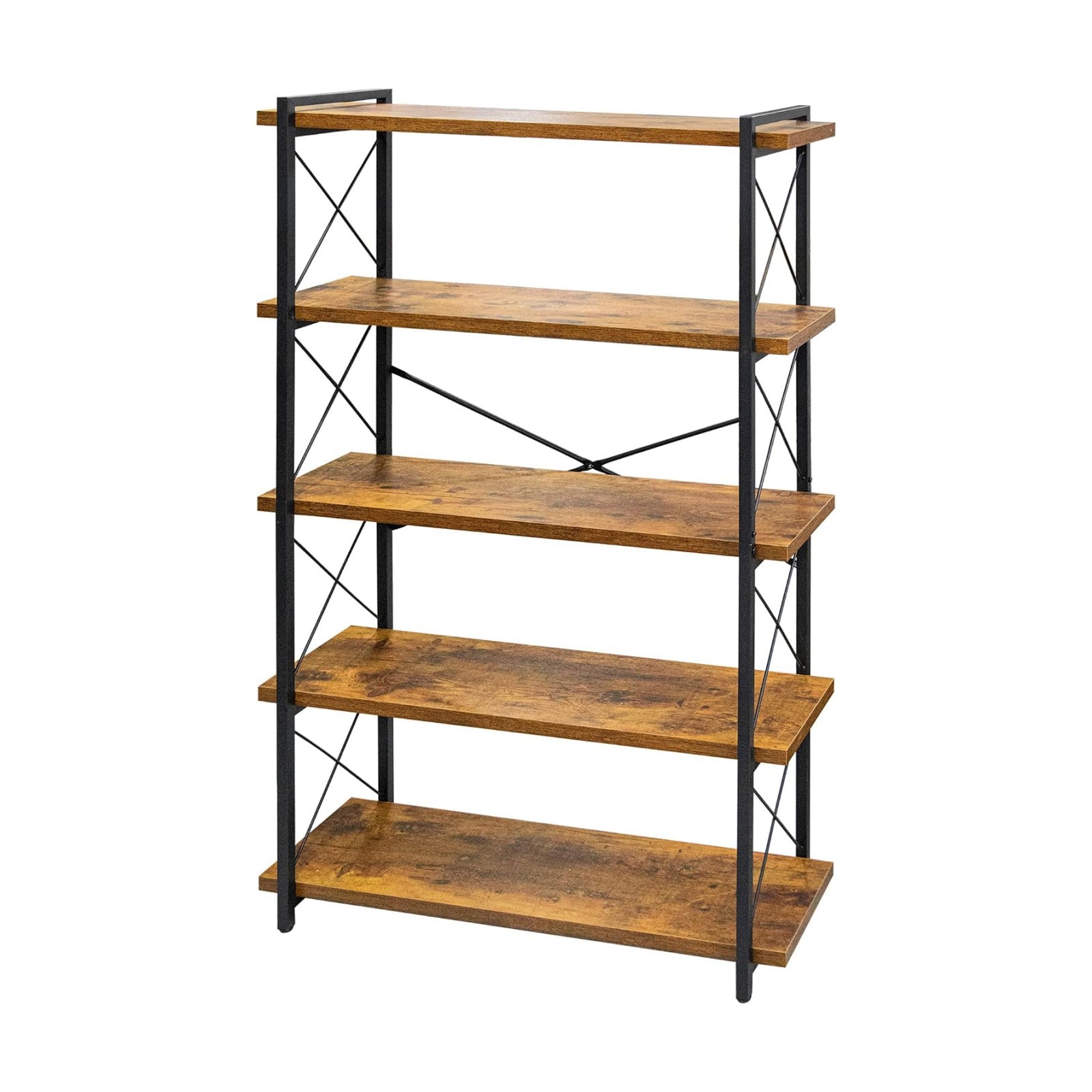 Metal Frame / Rustic Open Book Shelf / 5-tier / Rustic Brown