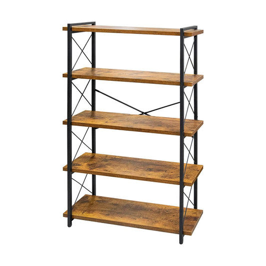Metal Frame / Rustic Open Book Shelf / 5-tier / Rustic Brown