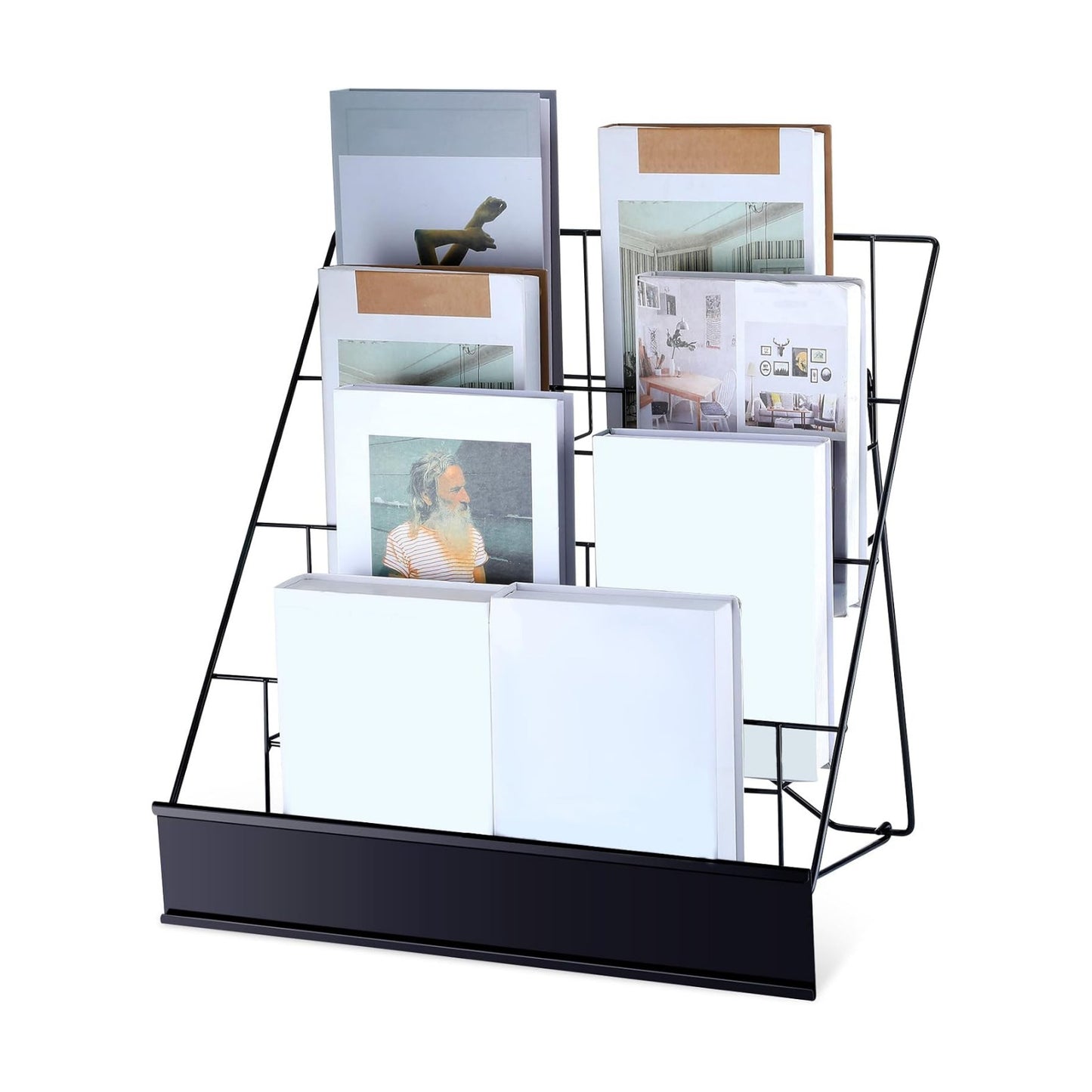 Sintuff Comic Book Display Stand 4 Tier Black Color Book Display Rack 18" Wire Tabletop Signing Cd Magazine Stand Rack