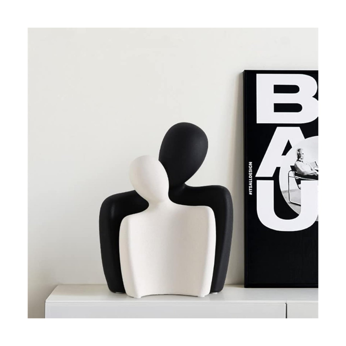 Ceramic Couple Statues / Black White