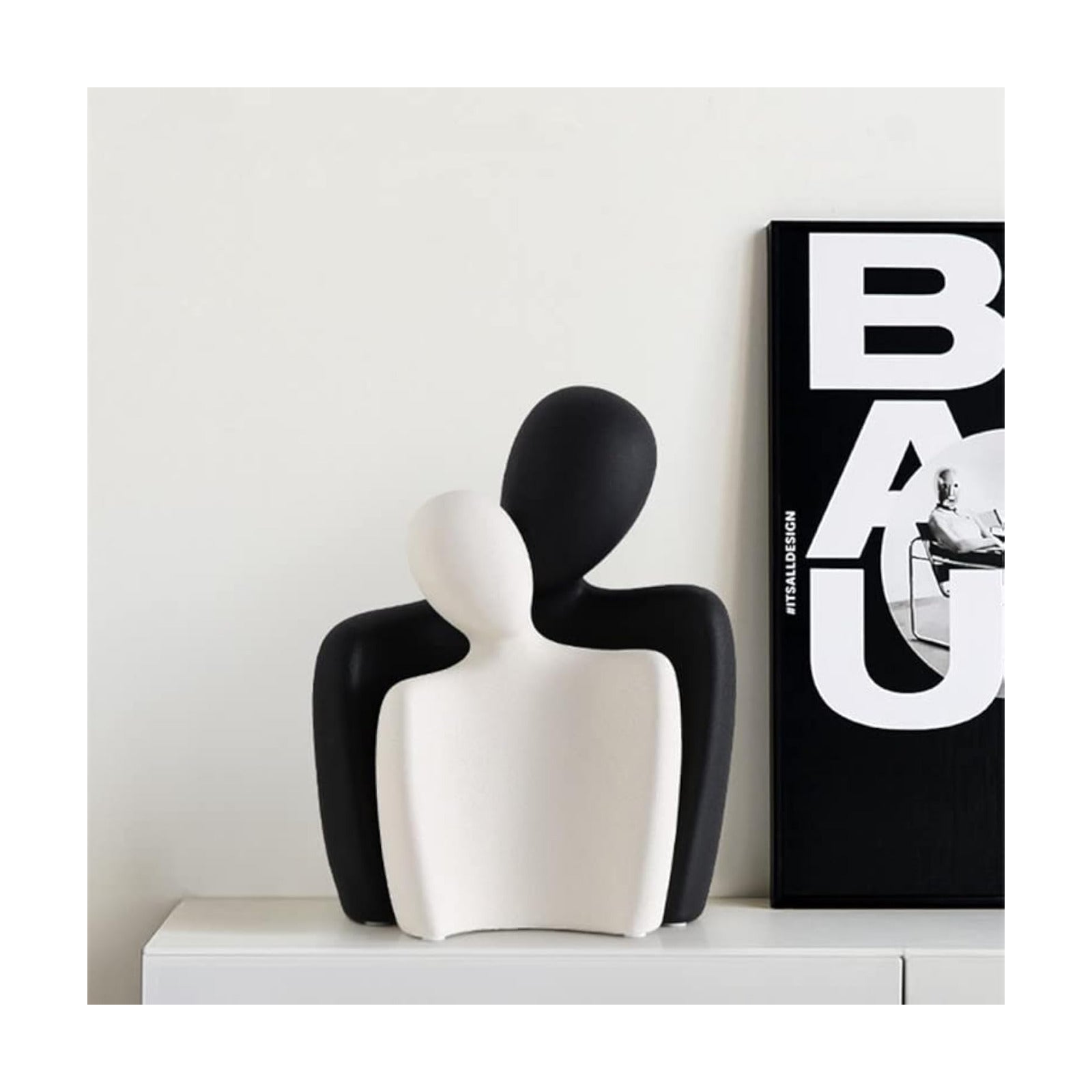 Ceramic Couple Statues / Black White