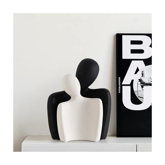 Ceramic Couple Statues / Black White