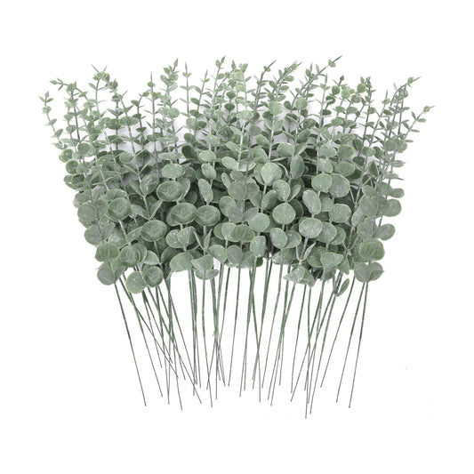 Artificial Eucalyptus Stems Fake Eucalyptus Leaves Stems Real Touch Leaf / Grey Green / Set of 80