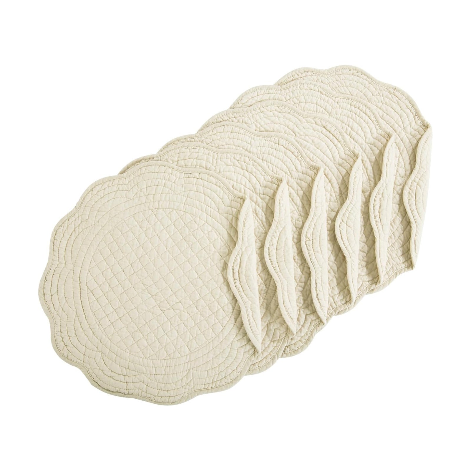 HOMBYS Quilted Placemats Set of 6 Washable Round Placemats for Kitchen Table-100% Cotton Fabric 14 Inch Round Table