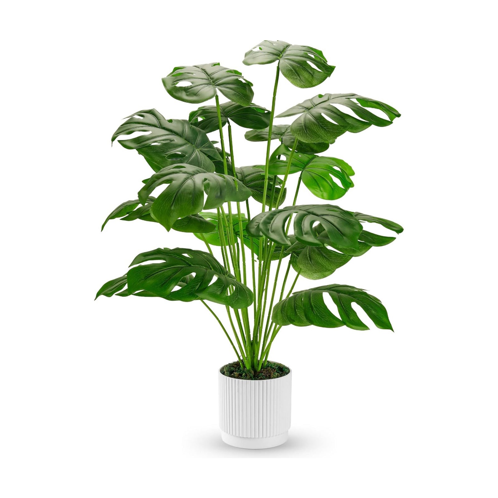 28" Fake Plants Large Artificial Monstera Faux Potted Plants Indoor Tall / 28"-WHITE