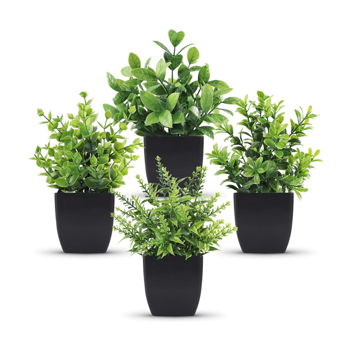 Pack Small Fake Plants Mini Artificial Faux Plants Indoor / Set of 4