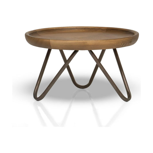 8.75" Dia Round Decorative Wooden Pedestal Plant Stand / Natural