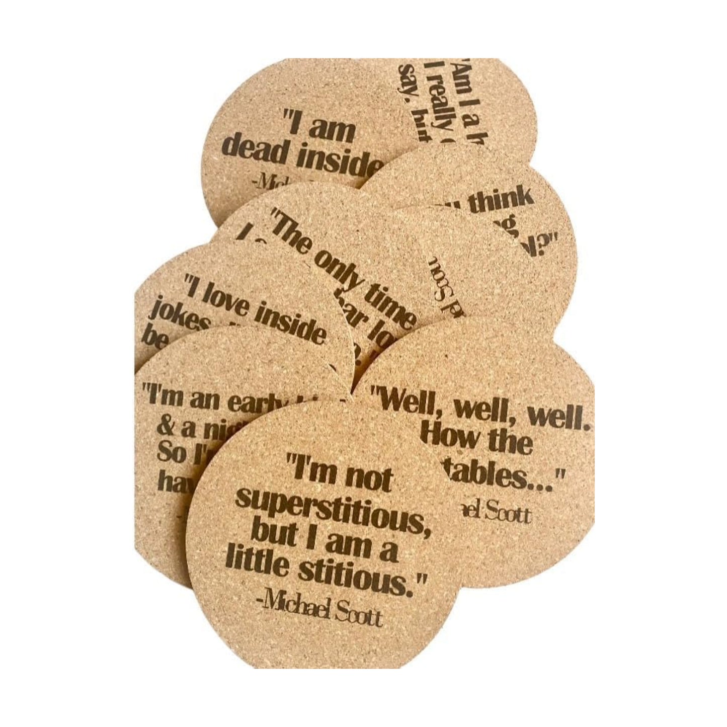 Bar Coaster Set / Set of Ten The Office Michael Scott Quote Cork Coasters