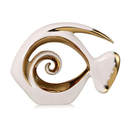 Gold Ceramic Fish Figurines / White / Small