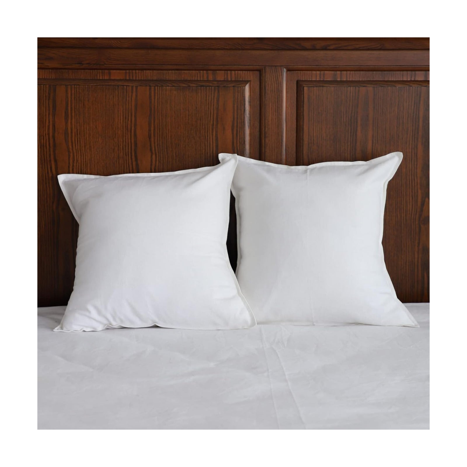 Linen Throw Pillow Covers Flax Cotton Blend Solid Color Decorative / 18 x 18 / White / Set of 2