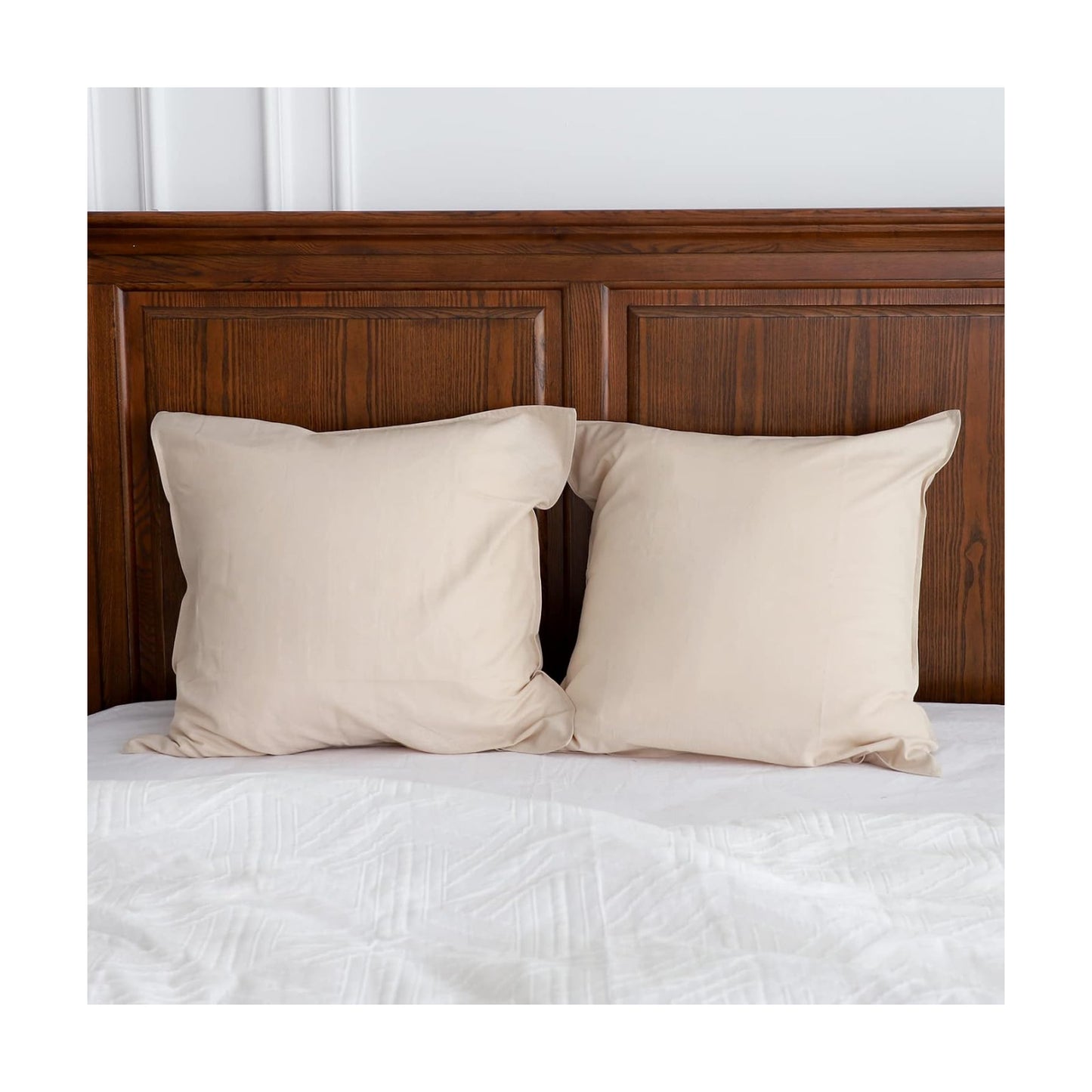 Linen Euro Shams Basic Style Solid Color Flax Cotton Blend Decor / 24 x 24 / Linen/beige / Set of 2