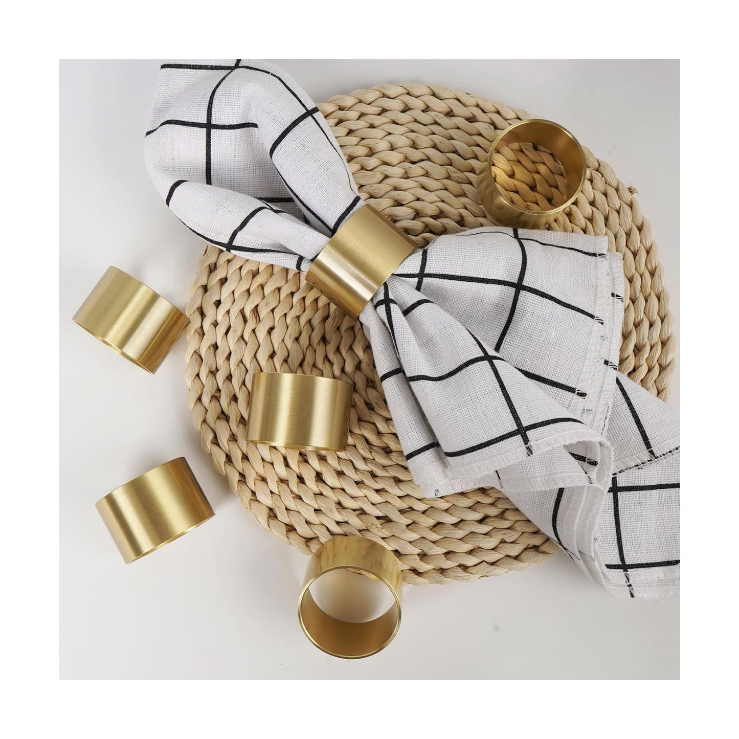 Solid Brass Napkin Rings Set of 6 Natural Brass Color Ring Retro Style Dining Table Decor Centerpiece Serviette Rings