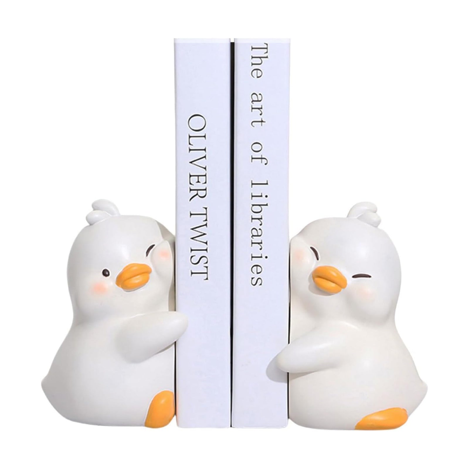 Hug Ducks Decorative Bookends / White