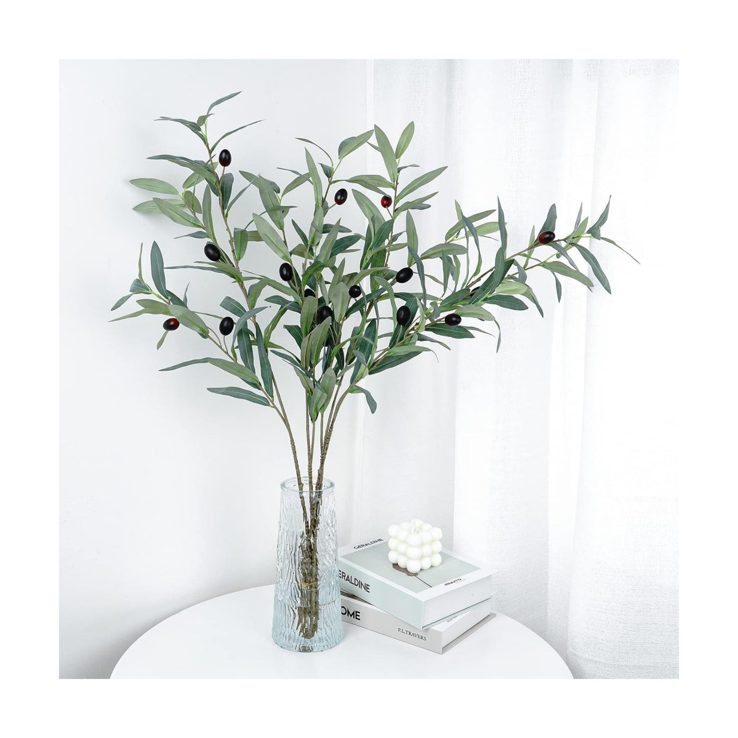 Artificial for Vase Fake Plants Olive Branch Leaves Long Stems / Olive Branches / 34 Inch / Set of 4