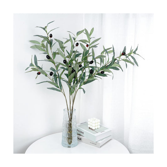 Artificial for Vase Fake Plants Olive Branch Leaves Long Stems / Olive Branches / 34 Inch / Set of 4