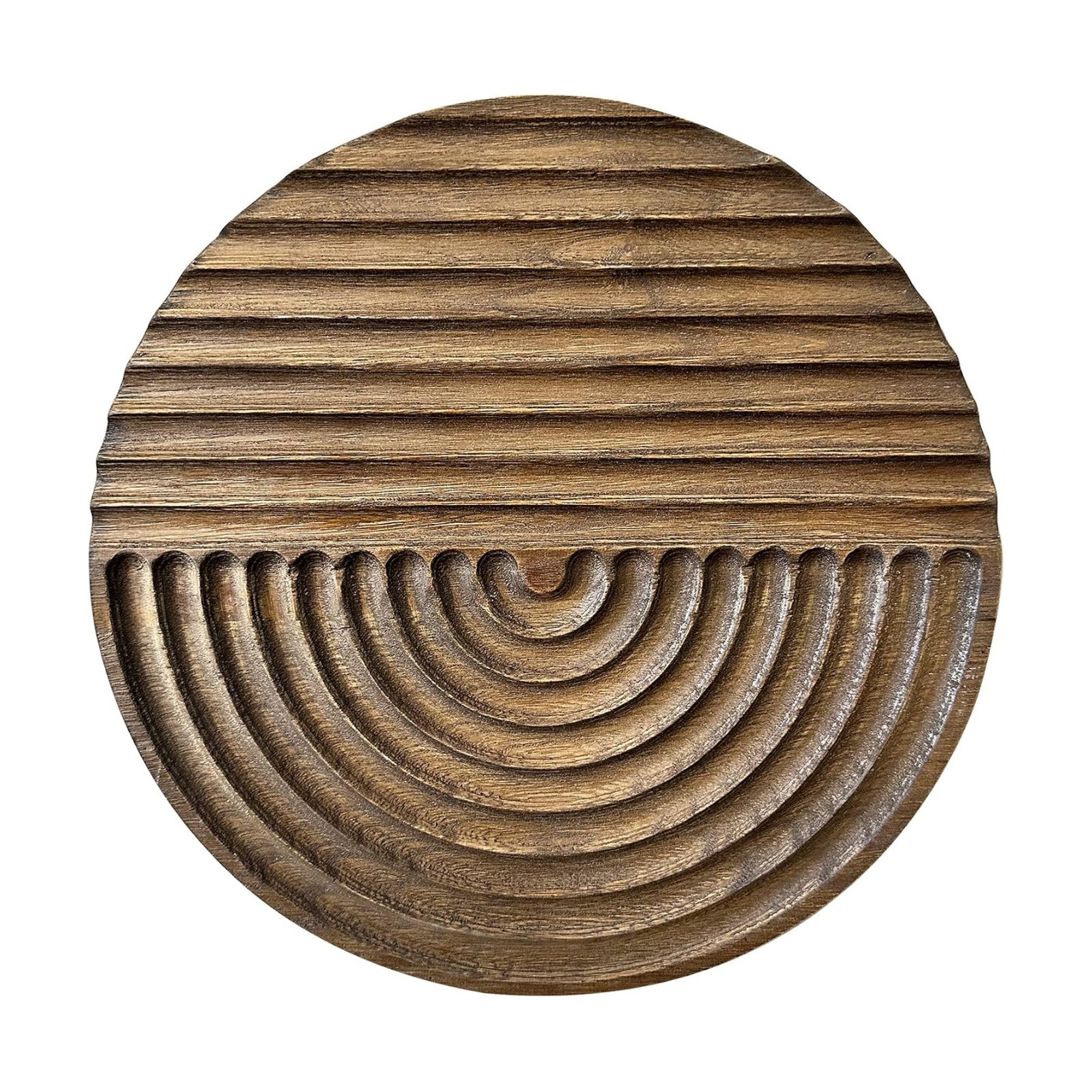 Hand-carved Wood Wall Decor featuring Artistic Round Design for Farmhouse and Country-style / Brown
