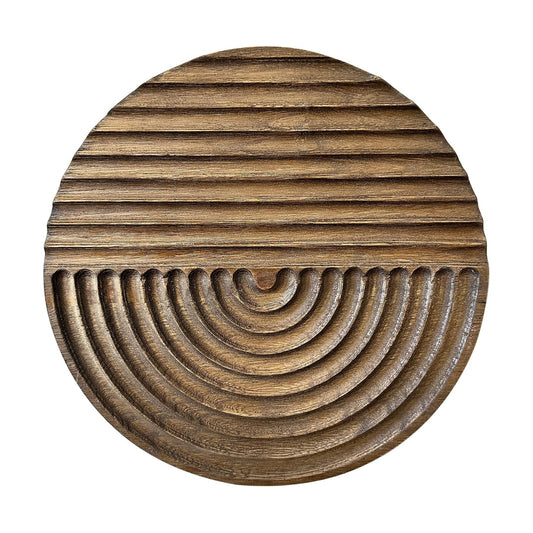 Hand-carved Wood Wall Decor featuring Artistic Round Design for Farmhouse and Country-style / Brown