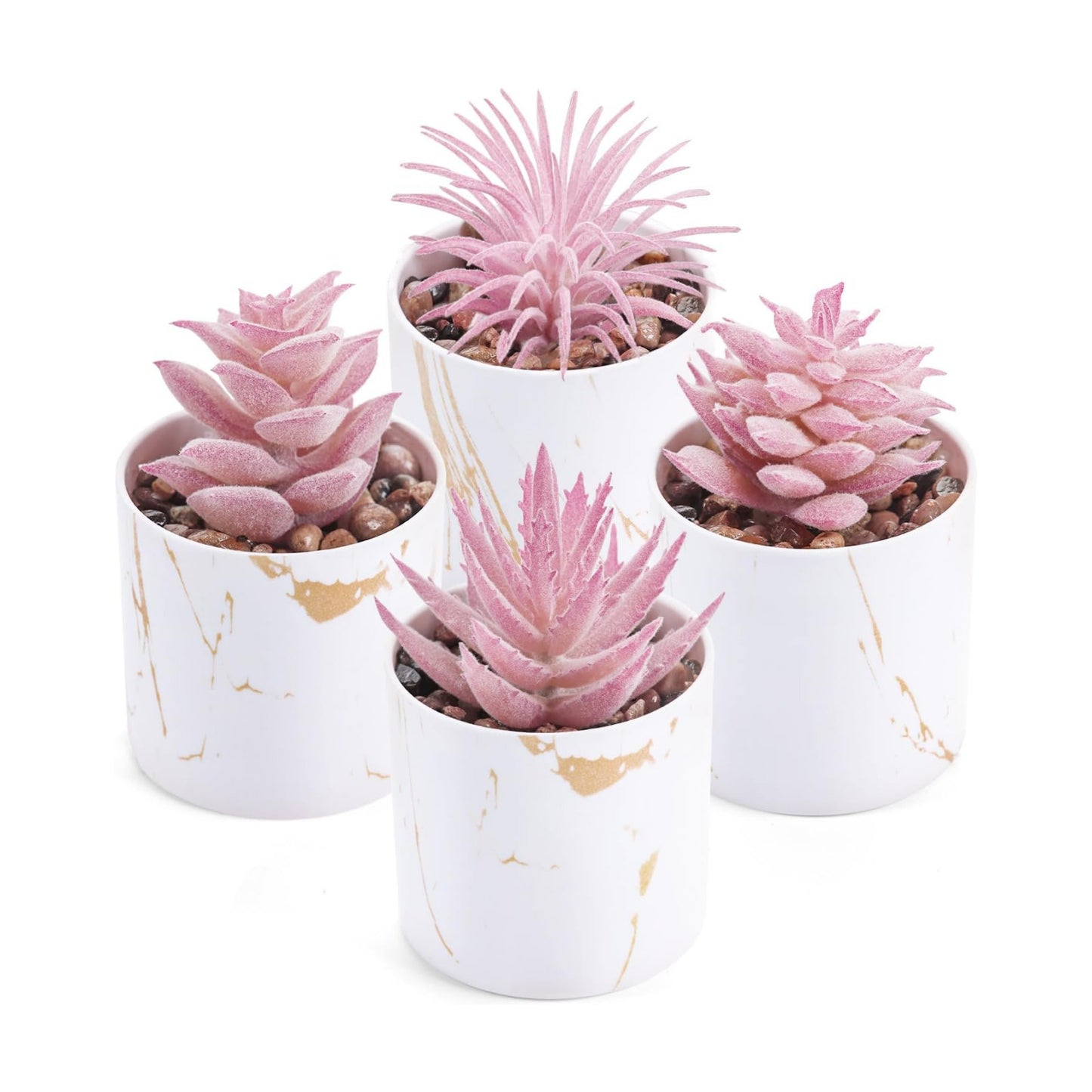 4 Packs Fake Succulents Plants Artificial Indoor / Pink / Set of 4