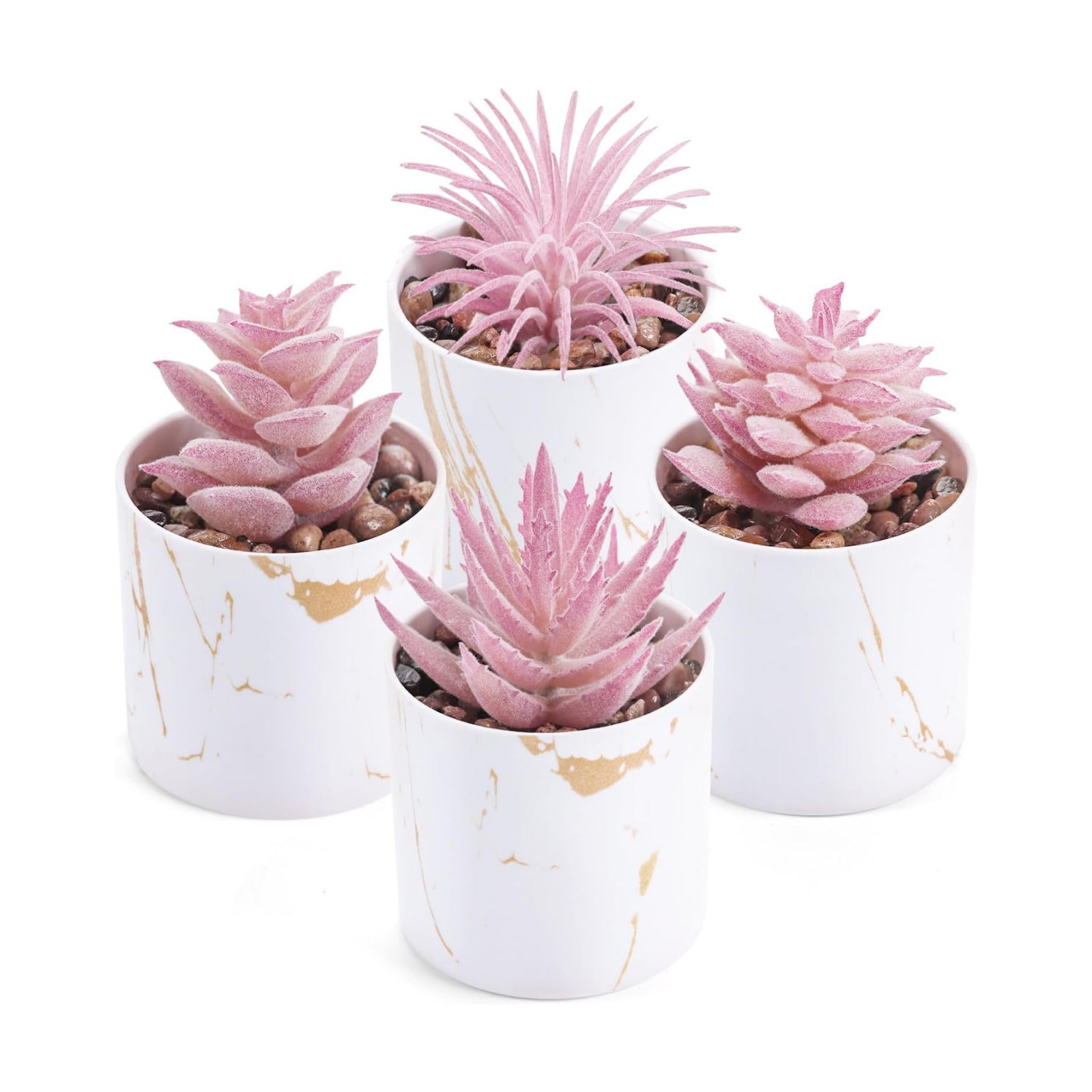 4 Packs Fake Succulents Plants Artificial Indoor / Pink / Set of 4