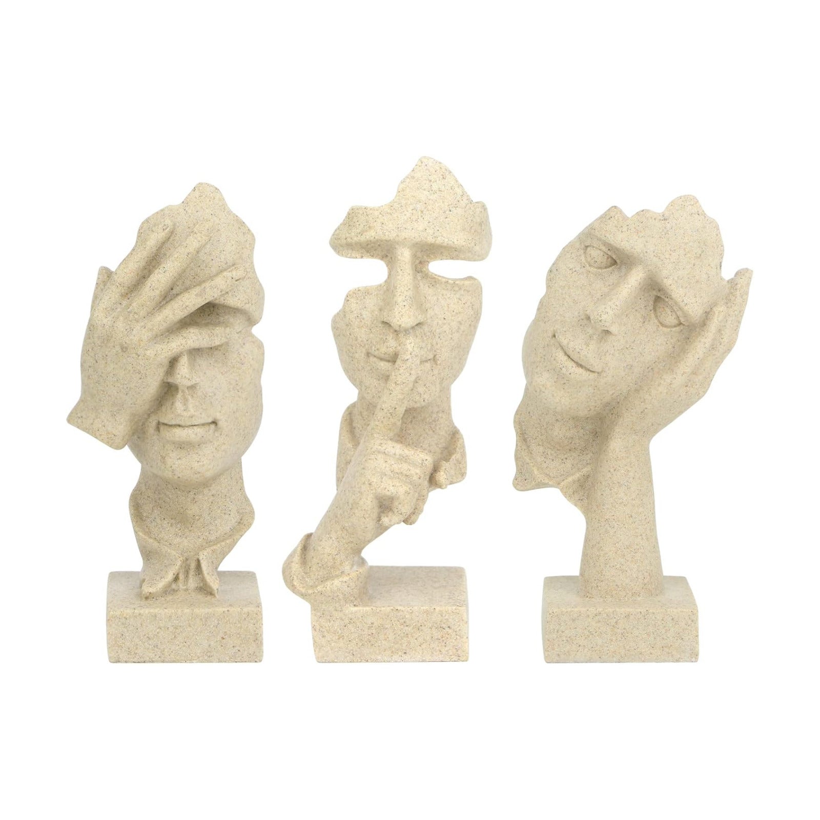 prosfalt 3 Pcs Thinker Statue, Silence is Gold Abstract Art Figurine, No Hear No See No Speak Modern Home Resin