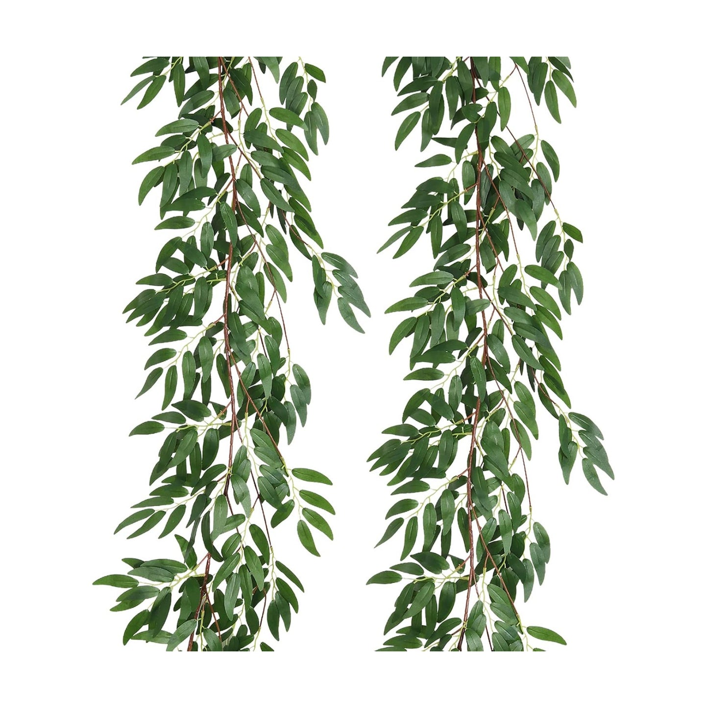 Artificial Willow Leaves Vine Twigs Fake Hanging Ivy / Willow Vines Green / 5.7 Inch / Set of 2