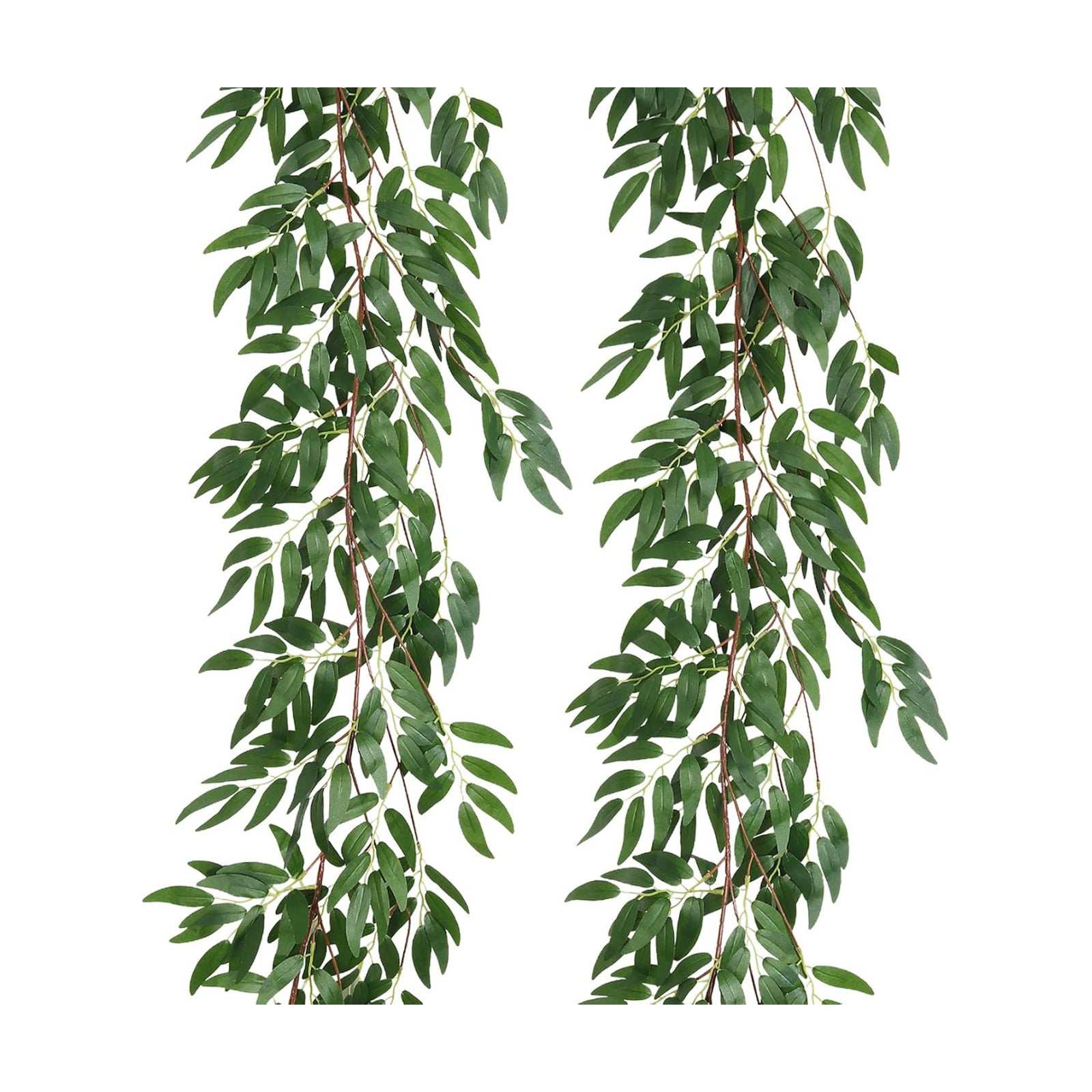Artificial Willow Leaves Vine Twigs Fake Hanging Ivy / Willow Vines Green / 5.7 Inch / Set of 2