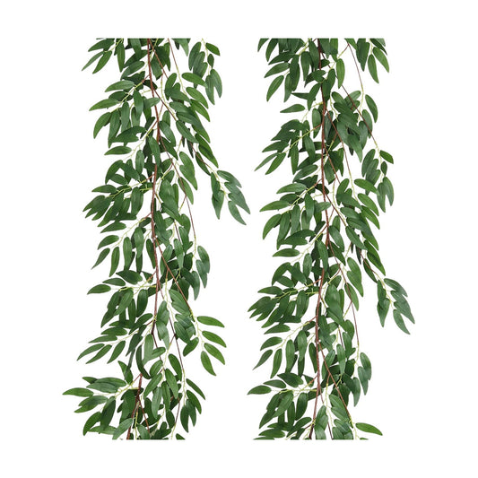 Artificial Willow Leaves Vine Twigs Fake Hanging Ivy / Willow Vines Green / 5.7 Inch / Set of 2